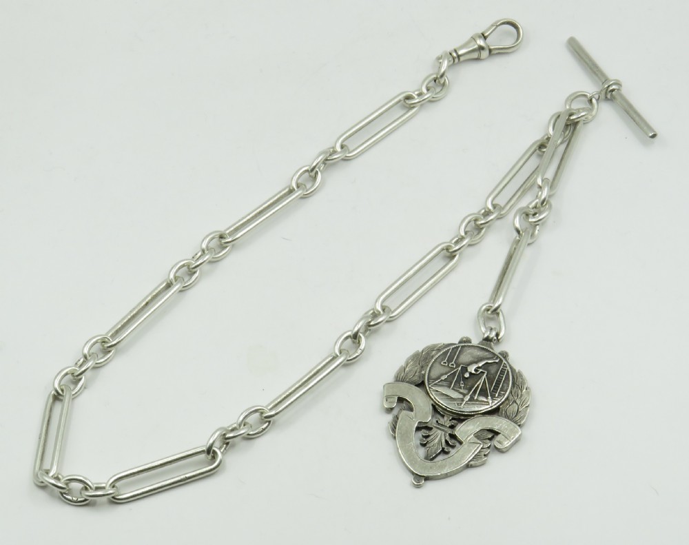 Antique silver Churchill watch chain, 1913