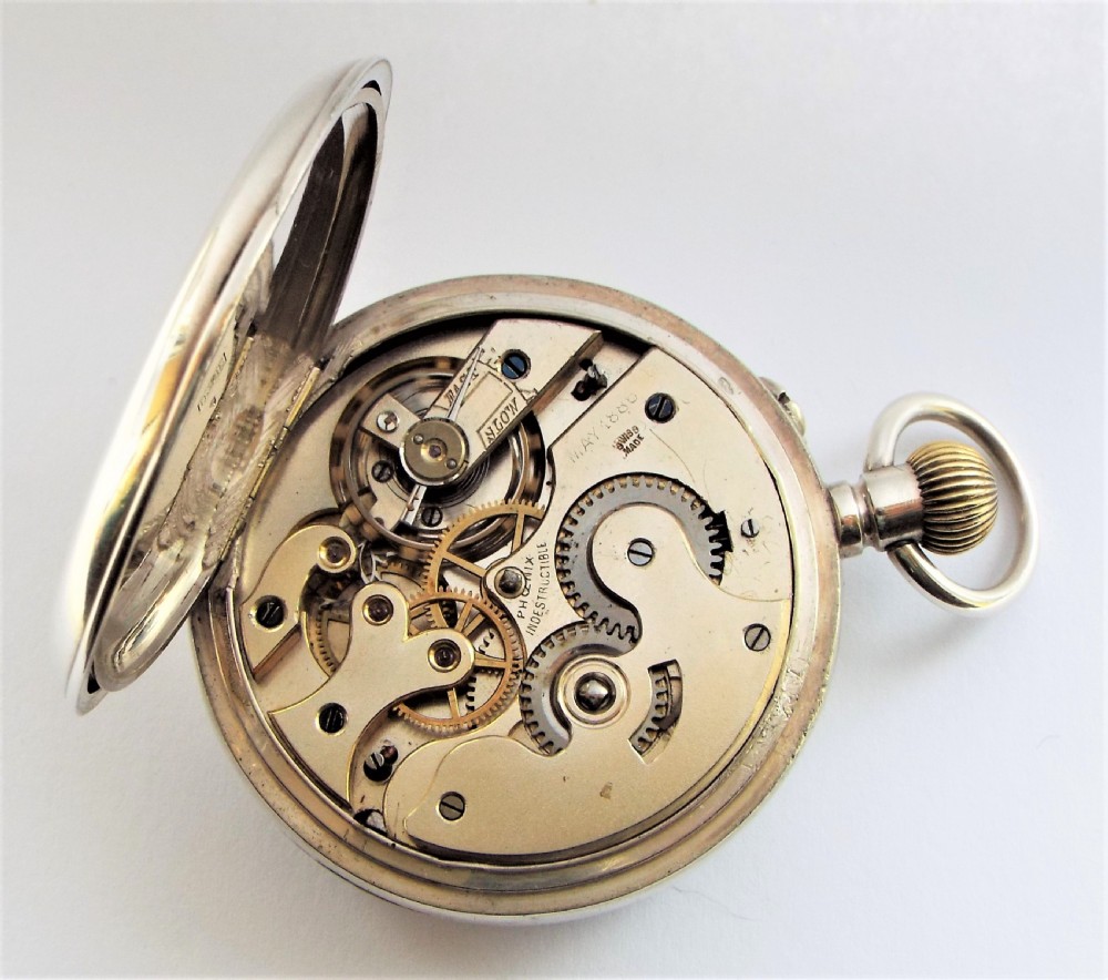 Antique silver Phoenix Indestructible pocket watch. View V