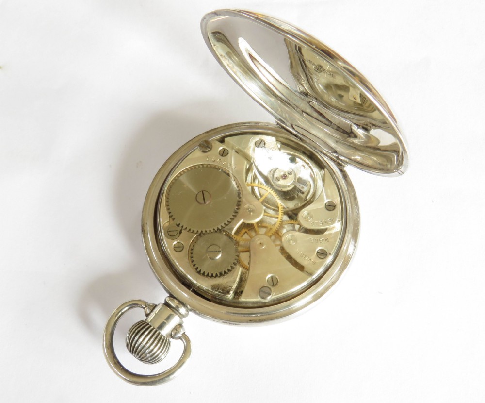 Silver half hunter pocket watch, James Walker View IV