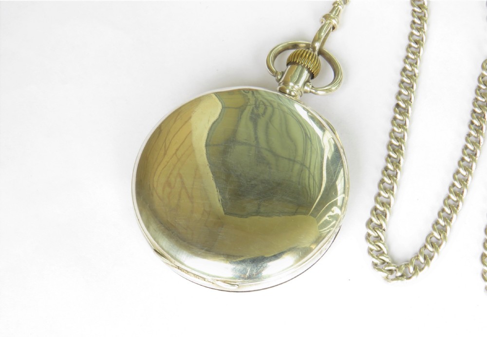 Antique silver Solex Lever pocket watch and chain View V