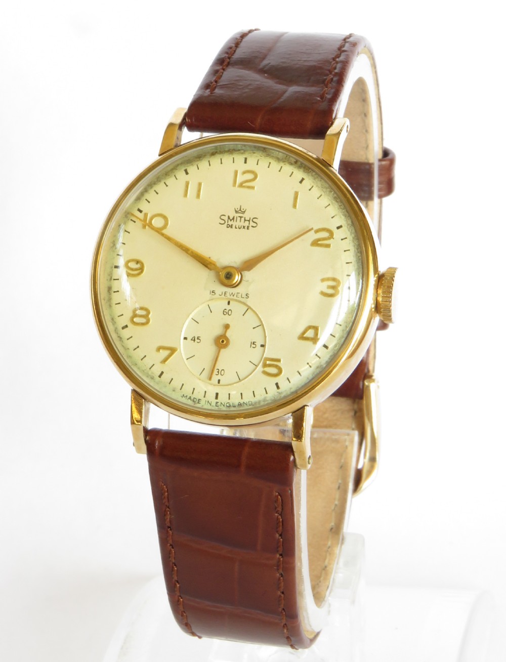 Gents 1950s 9ct gold Smiths De Luxe wristwatch