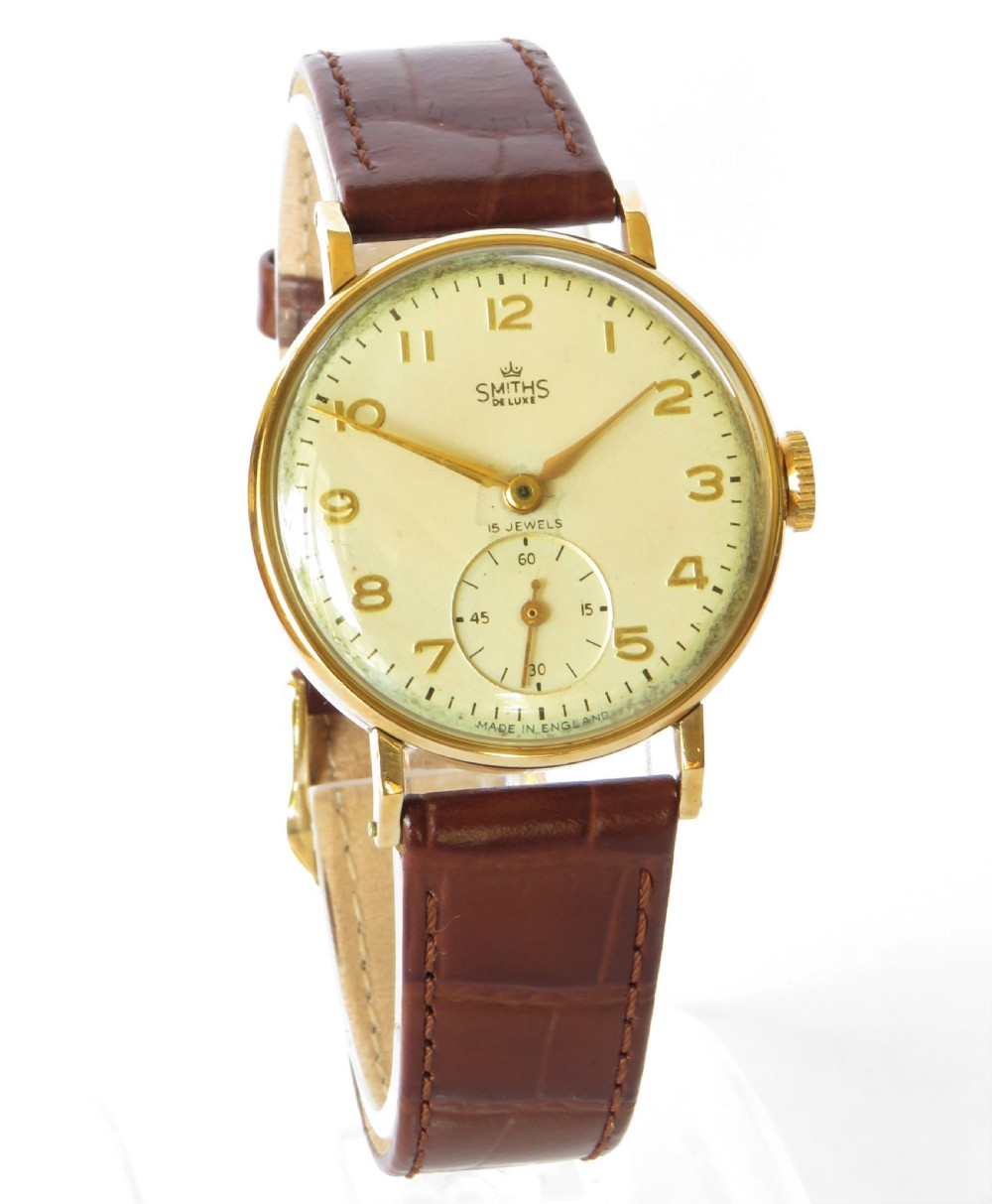 Gents 1950s 9ct gold Smiths De Luxe wristwatch View II