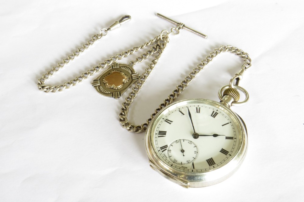 Antique silver Buren pocket watch, c1924 View II