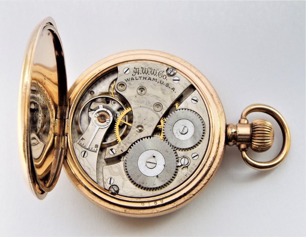 Antique Waltham full hunter pocket watch, 1921. View VI