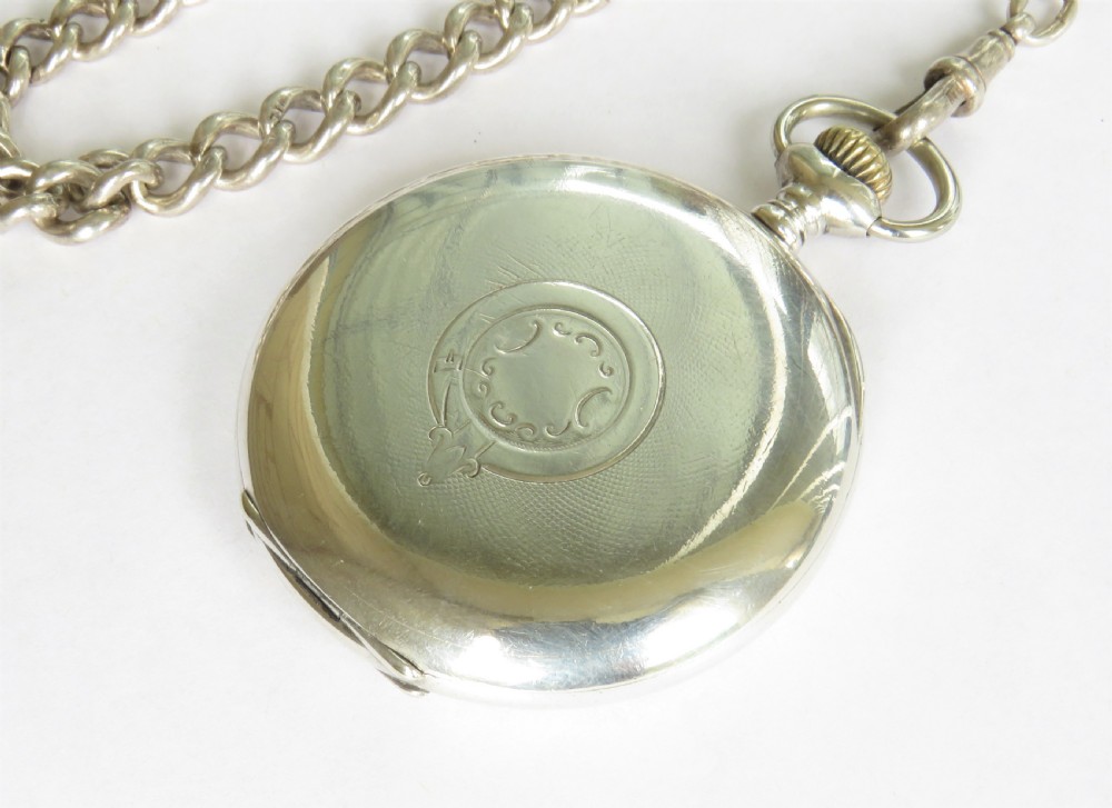 Antique silver Zenith pocket watch and chain View V