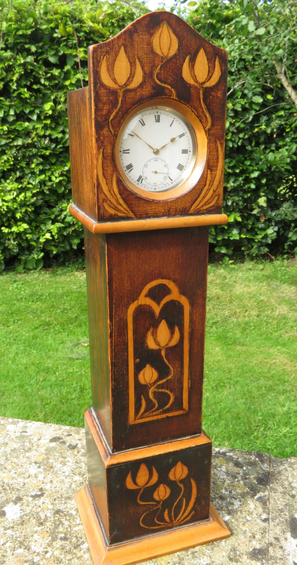 Art Nouveau pocket watch holder with watch