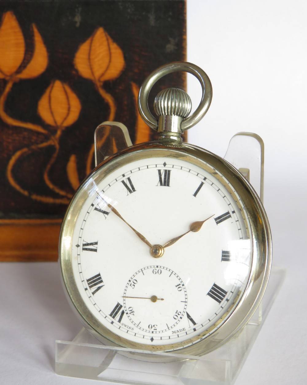 Art Nouveau pocket watch holder with watch View III