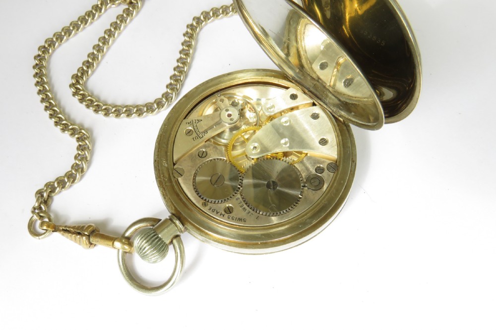 1930s Swiss pocket watch and chain View III