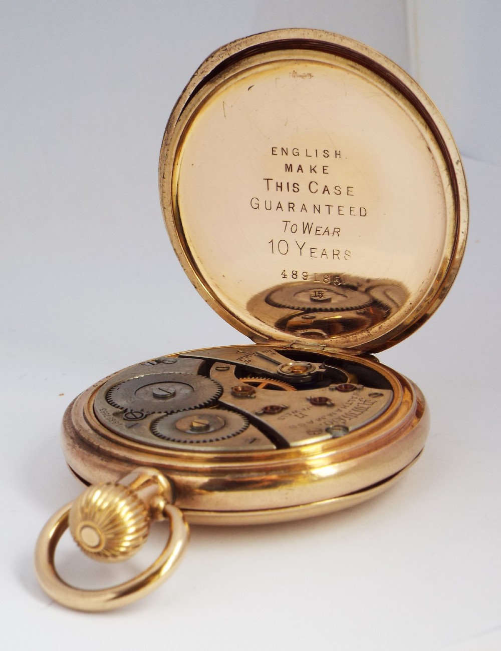 Antique 1912 Waltham full hunter pocket watch. View V