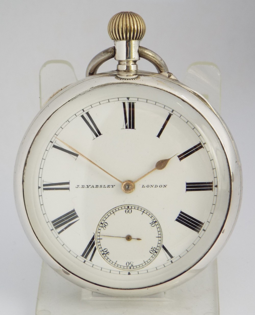 Antique English silver J.B.Yabsley, London pocket watch, 1891.