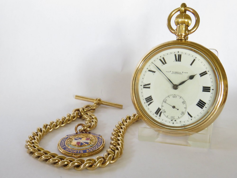 Antique Thomas Russell pocket watch and chain