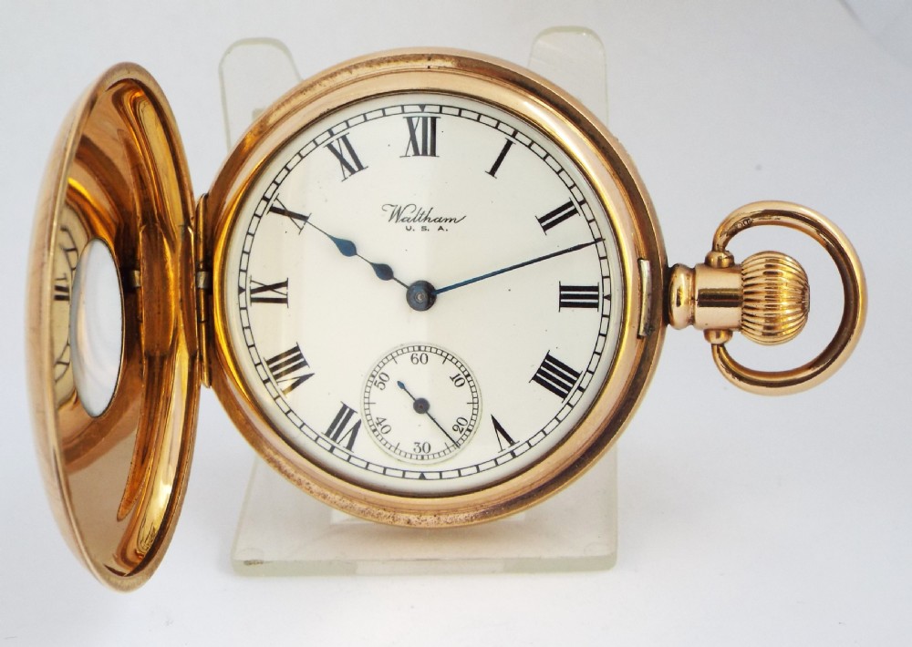 Antique Waltham Traveler half hunter pocket watch. View II