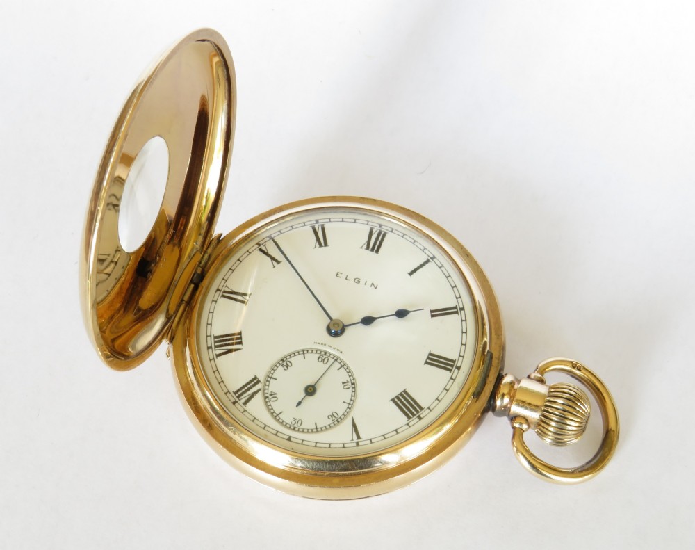 Antique Elgin half hunter pocket watch, 1925 View III