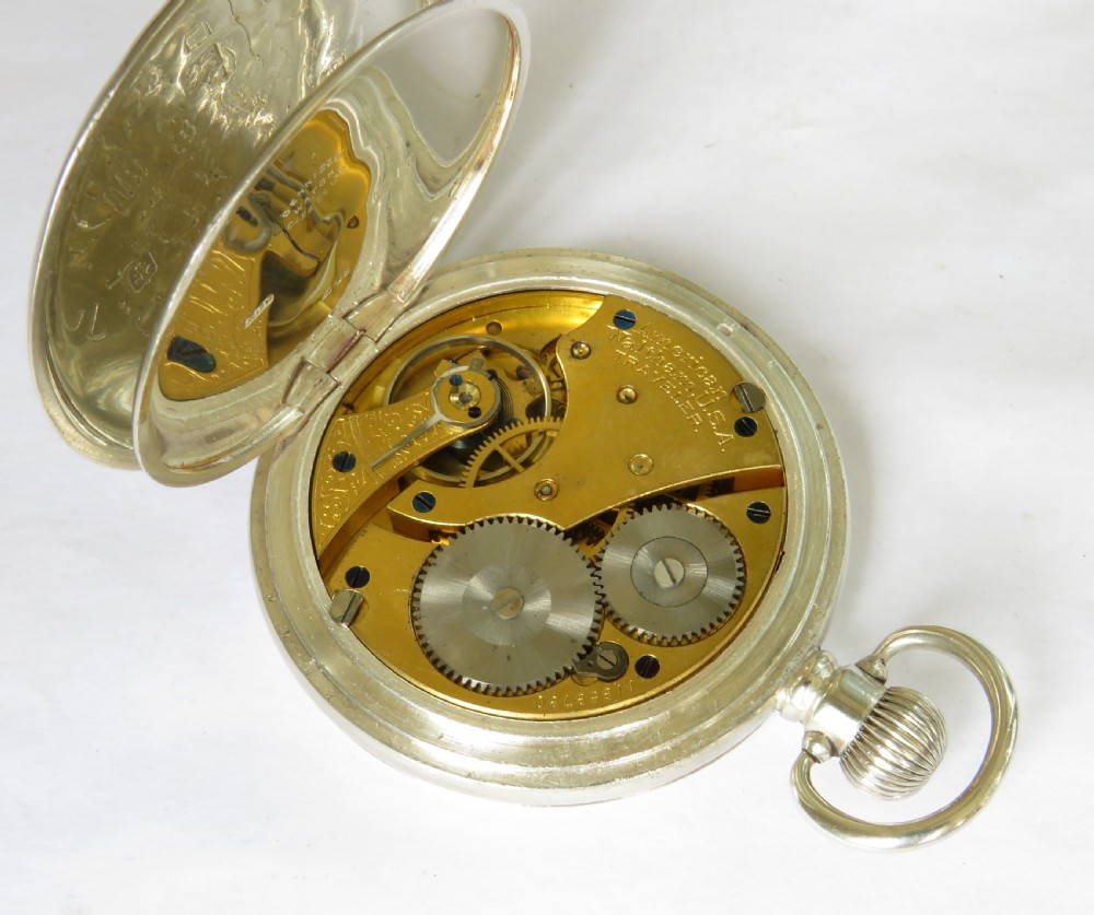 Antique silver Waltham hunter pocket watch, Speedwell Cycling Club View IV