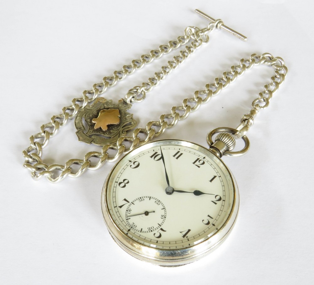 Silver Record pocket watch and chain View II