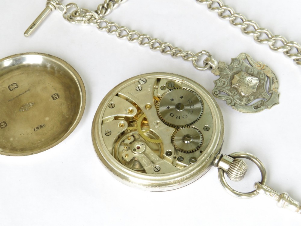 Silver Record pocket watch and chain View IV