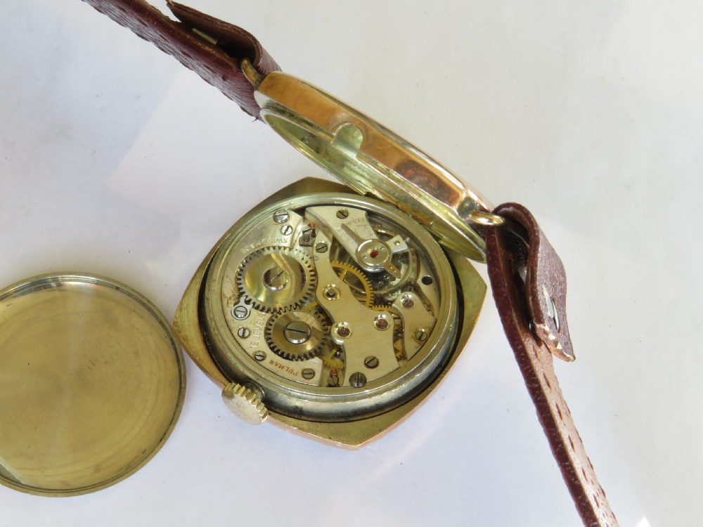 Gents 9ct gold Pulman wrist watch, 1936 View III