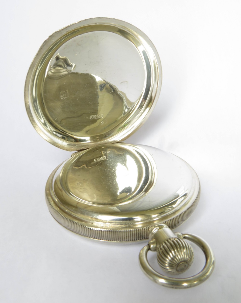 Antique silver Waltham Equity half hunter pocket watch View IV