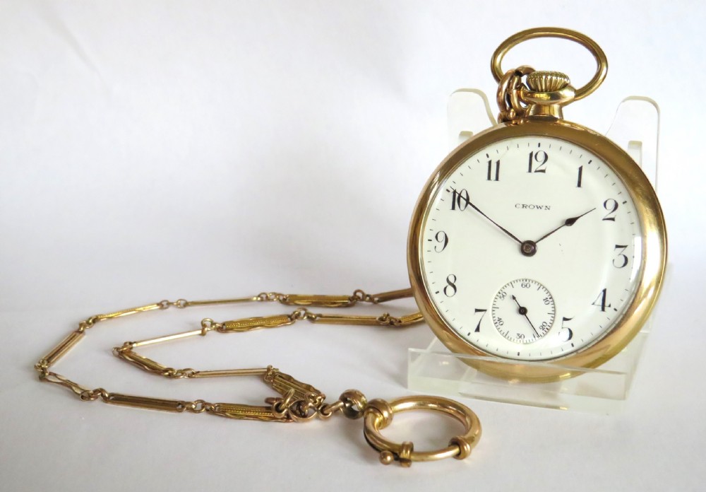 Antique Crown Watch Co pocket watch and chain