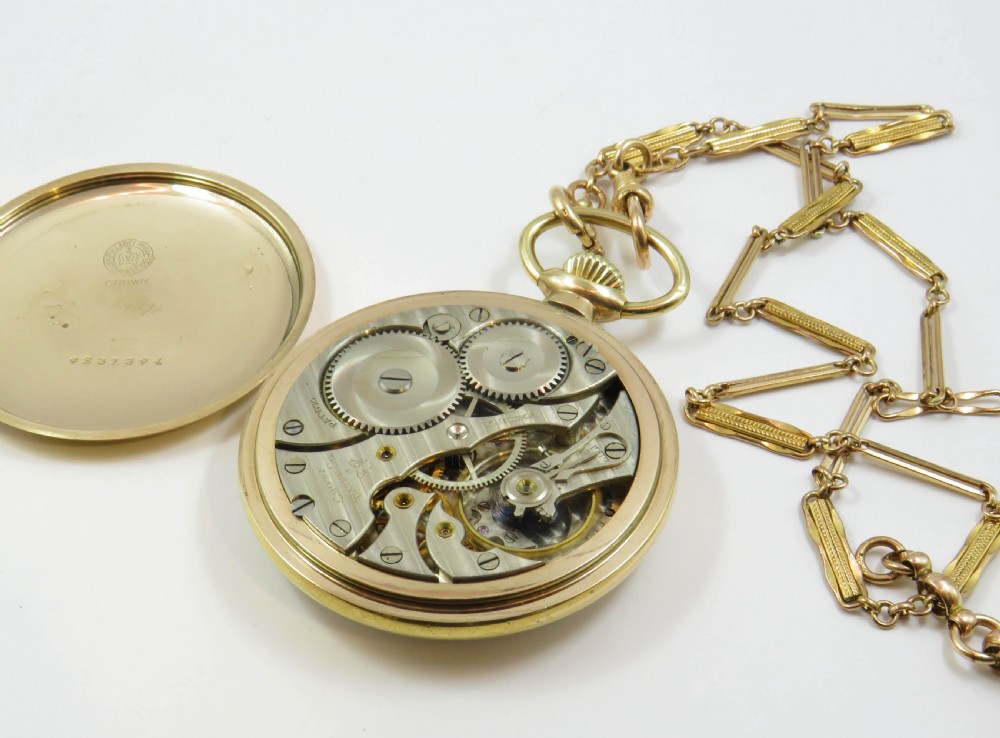 Antique Crown Watch Co pocket watch and chain View III