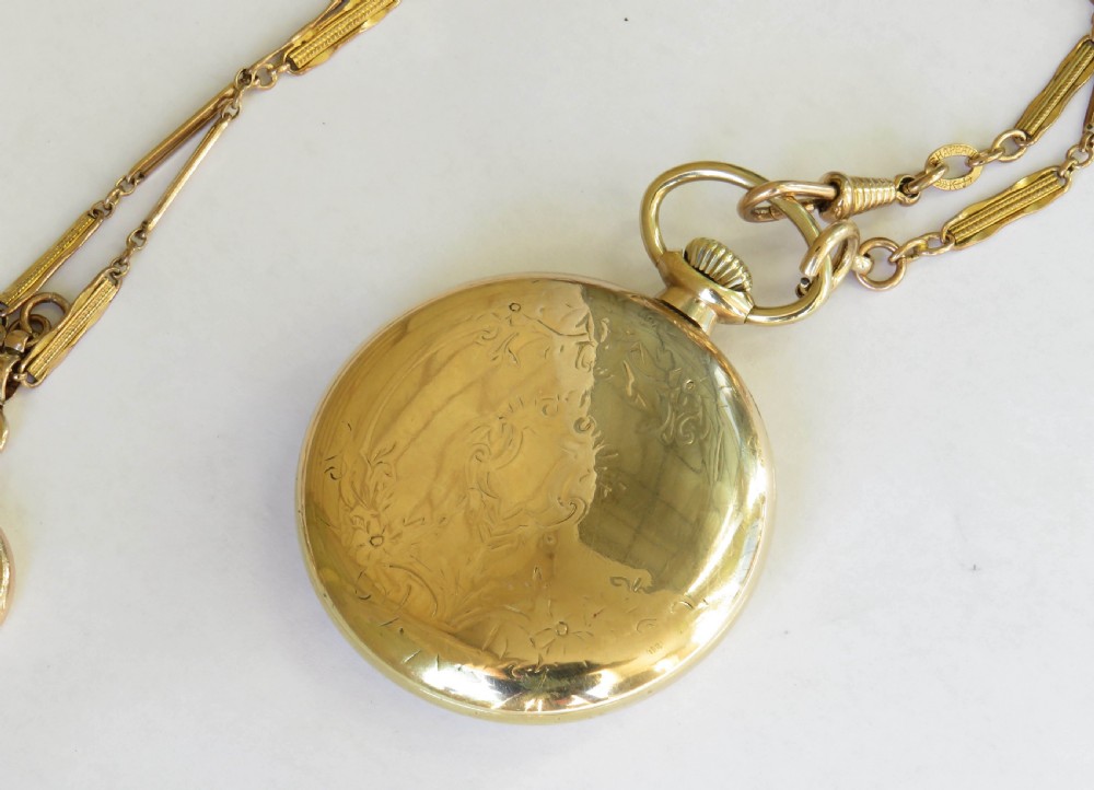 Antique Crown Watch Co pocket watch and chain View IV