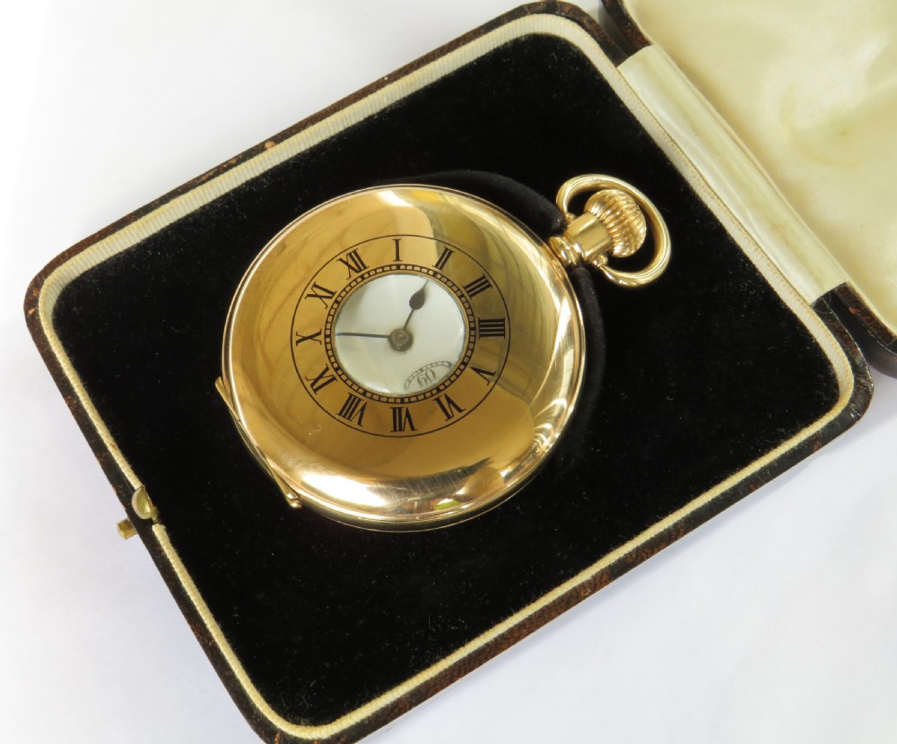 1930s Cyma half hunter pocket watch, military link View II
