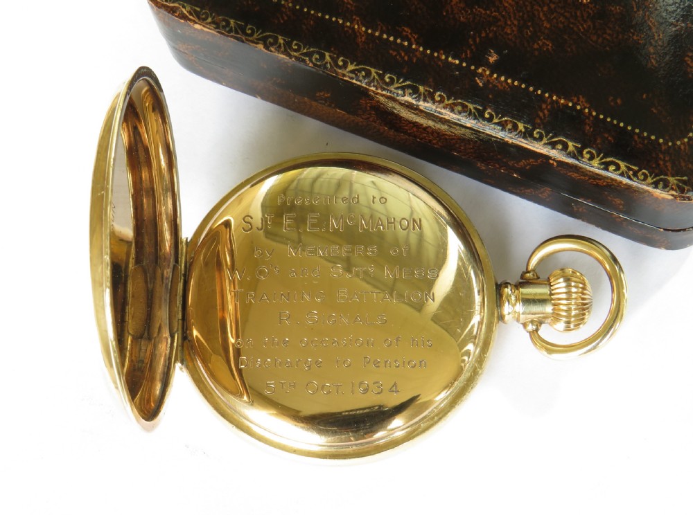 1930s Cyma half hunter pocket watch, military link View IV