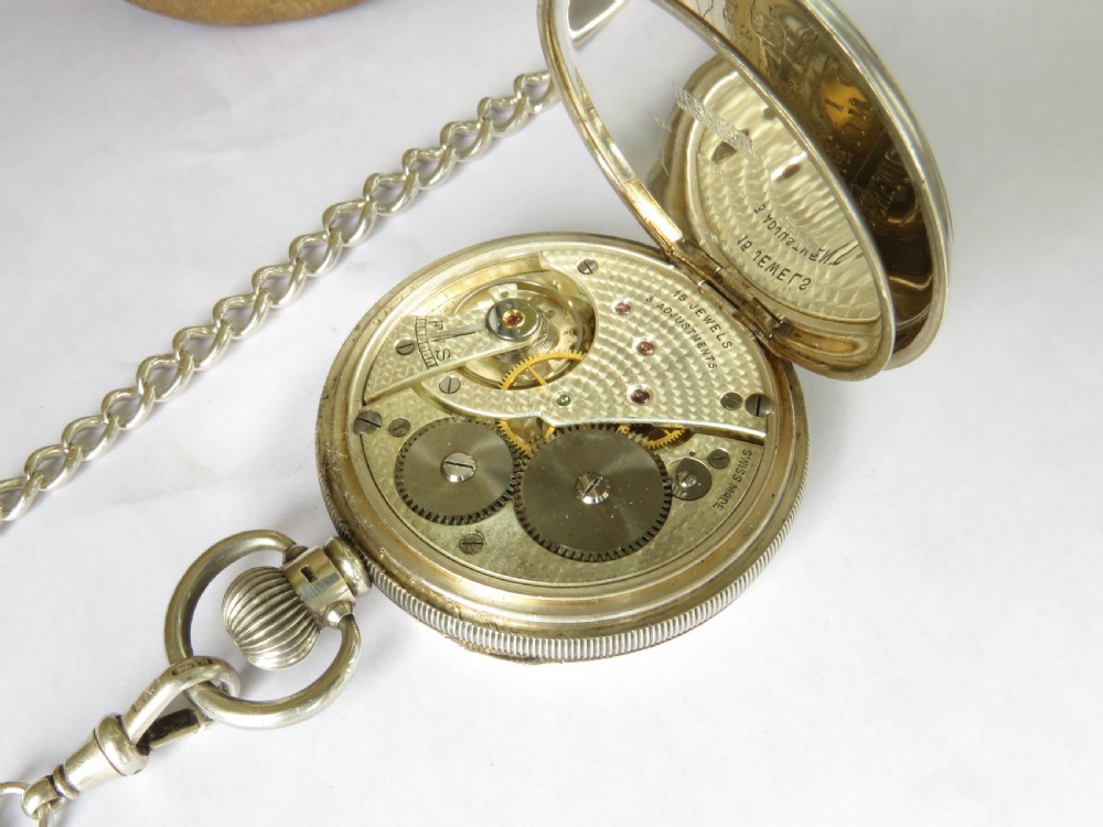 Antique silver James Wadsworth pocket watch and chain View III