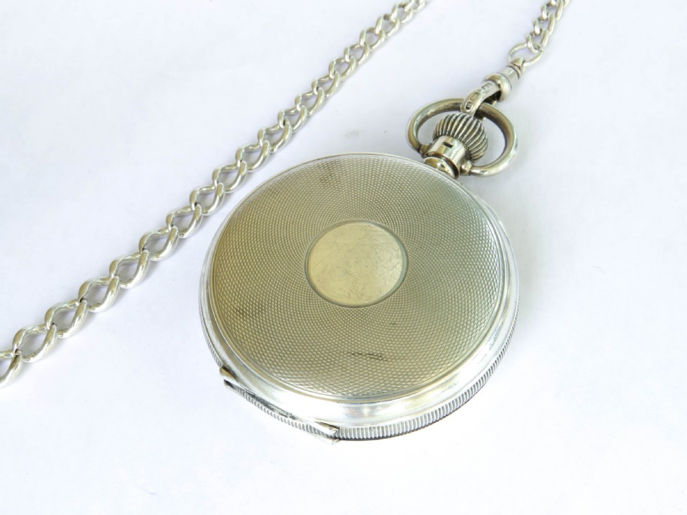 Antique silver James Wadsworth pocket watch and chain View VI