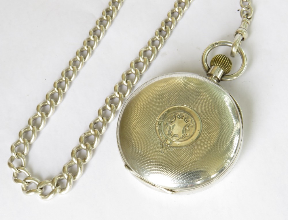 Antique silver Limit pocket watch and chain View V