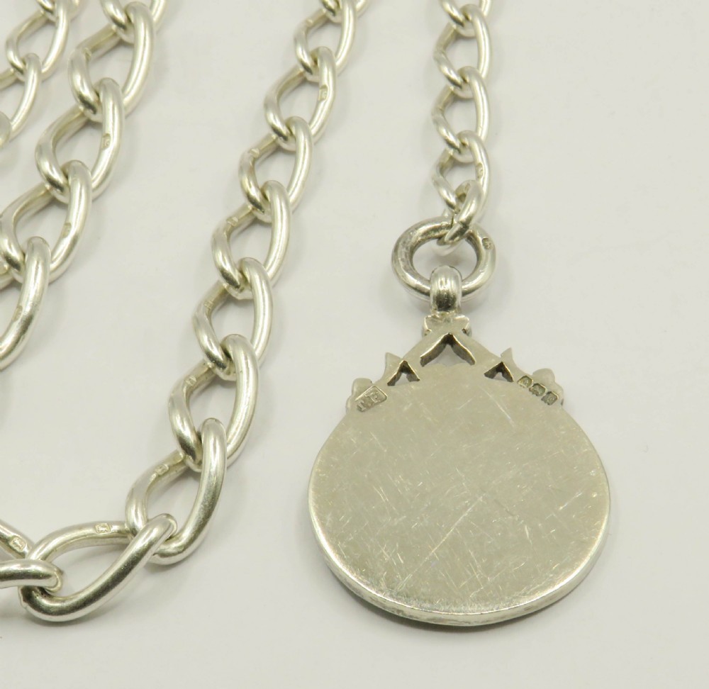 Antique silver watch chain and fob View III