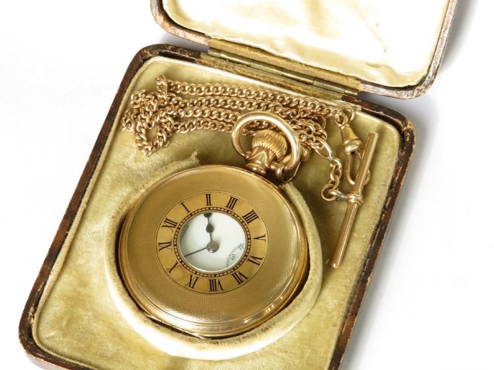 H Williamson half hunter pocket watch and chain for James Walker View III