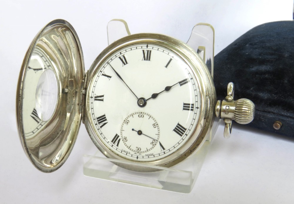 Antique silver Buren half hunter pocket watch