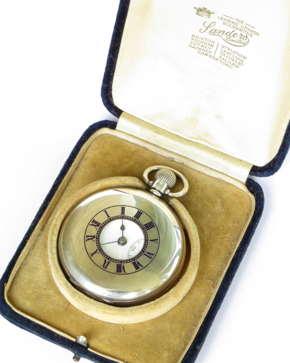 Antique silver Buren half hunter pocket watch View II