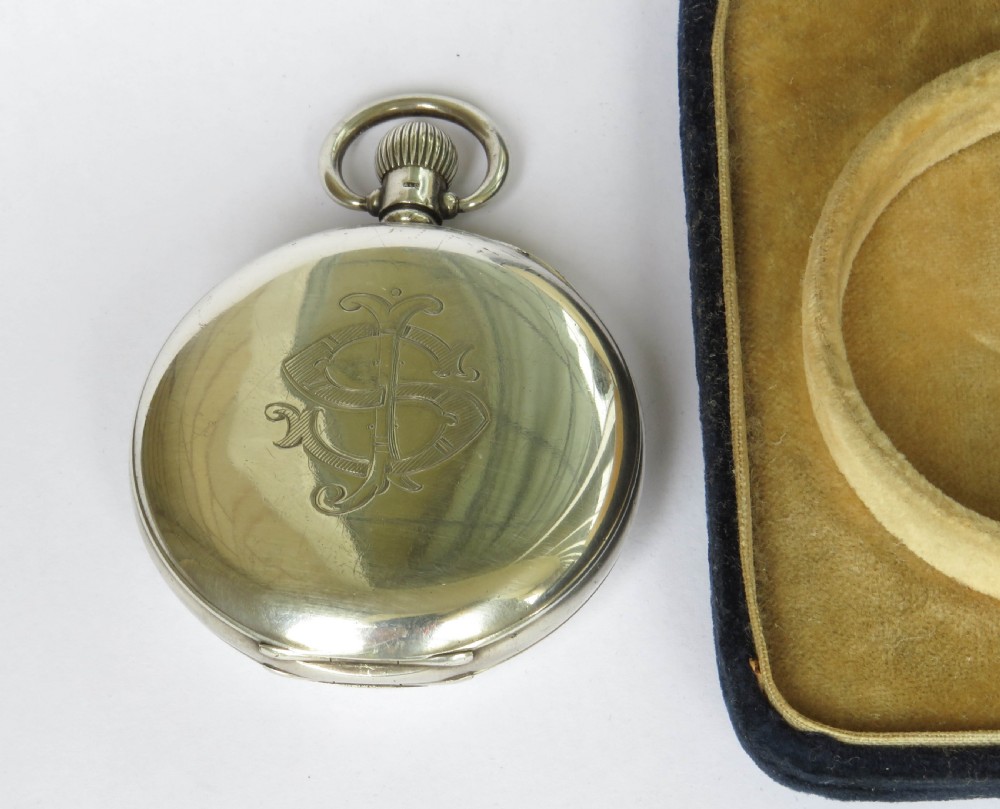 Antique silver Buren half hunter pocket watch View VI