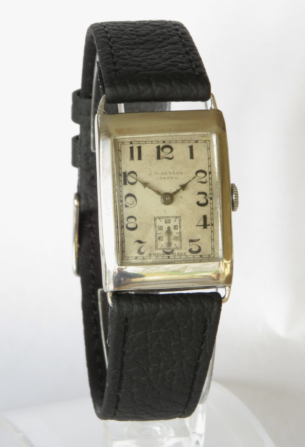 Mid-size silver J W Benson wrist watch, 1938 View II