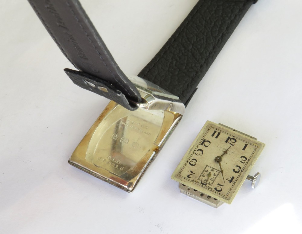 Mid-size silver J W Benson wrist watch, 1938 View IV