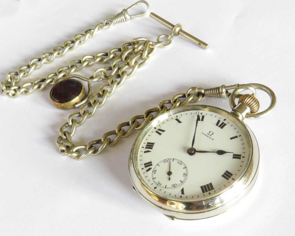 Antique Omega pocket watch and chain View II