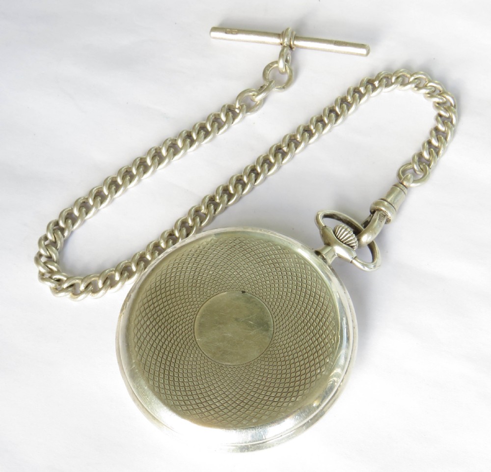 Silver 1930s pocket watch and chain View III