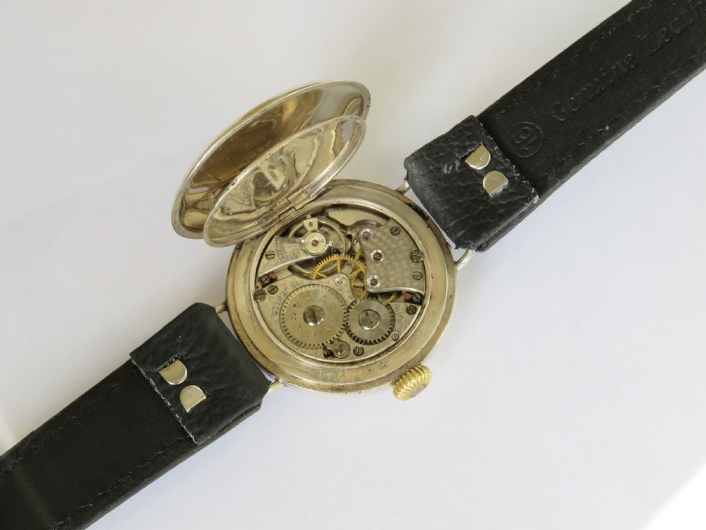 Gents antique silver Arcadia wrist watch, 1929 View III