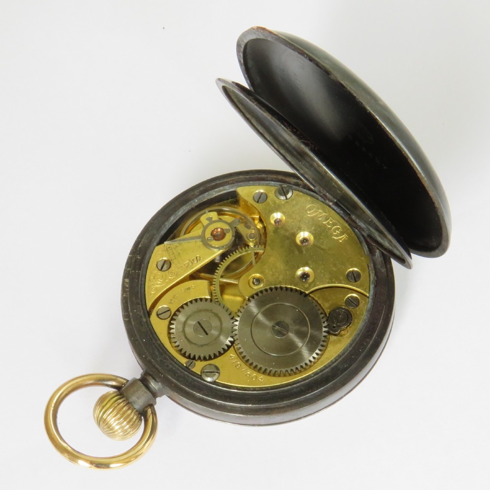 Antique gun metal Omega pocket watch, 1912 View V