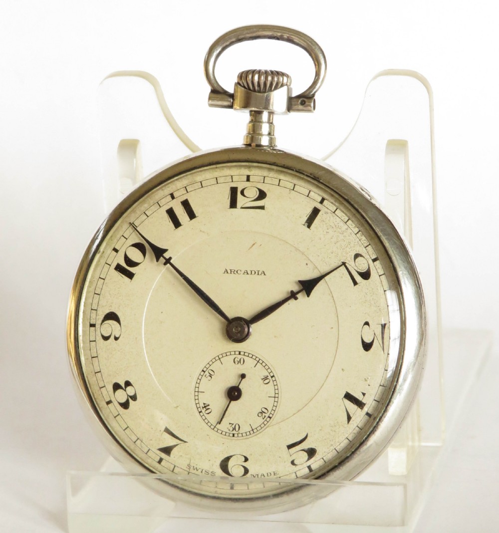 Silver 1920s Arcadia pocket watch
