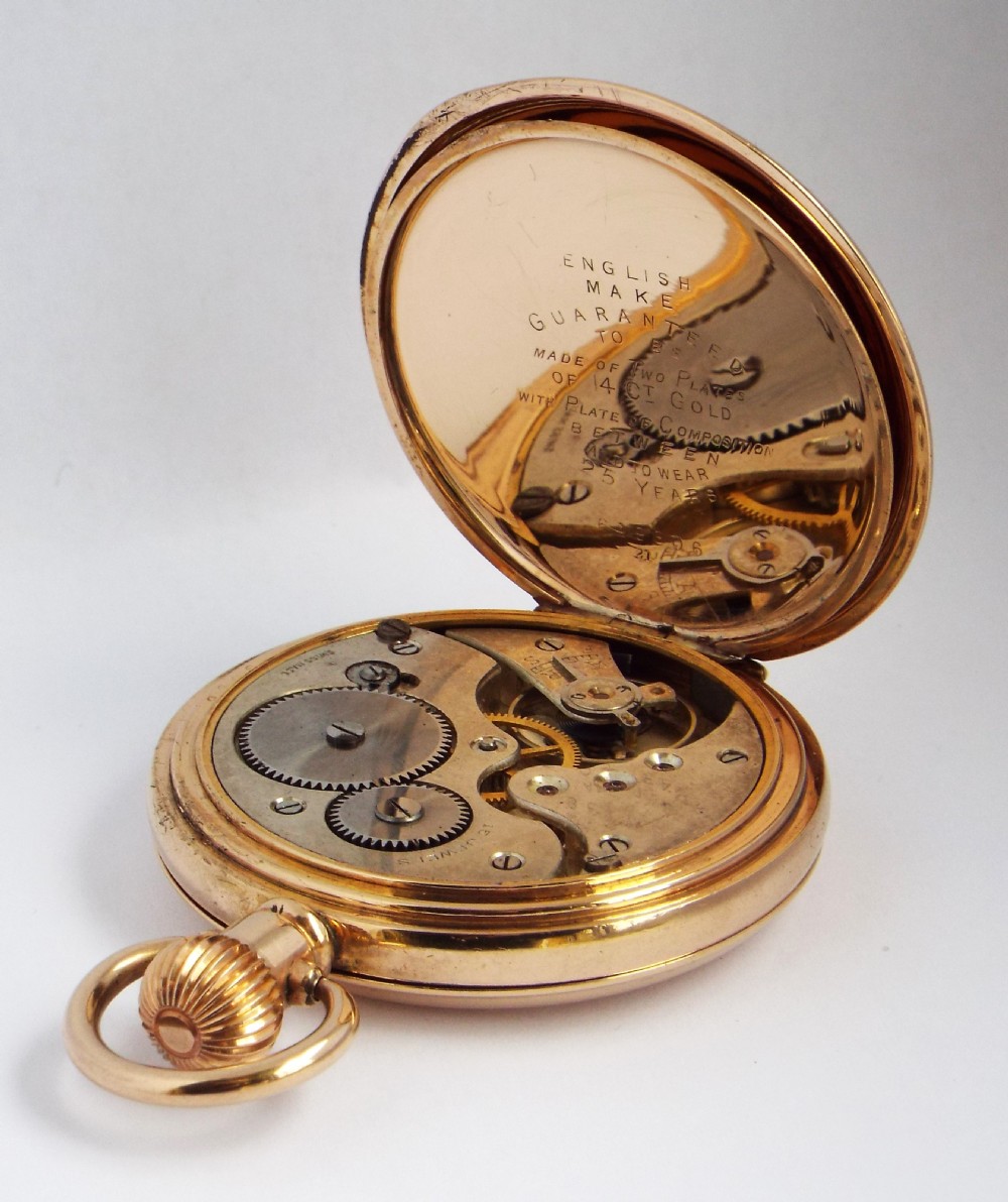 1920s Swiss full hunter pocket watch. View V