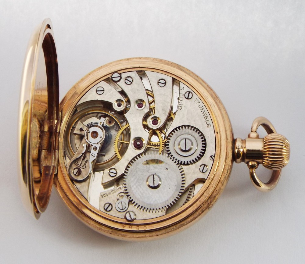 A vintage 1920s Swiss half hunter pocket watch. View VI