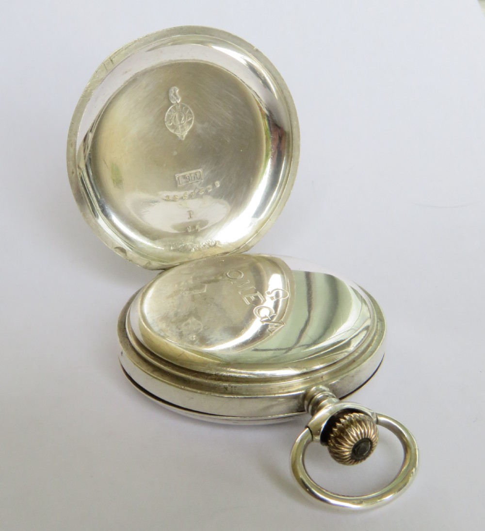 Antique silver Omega full hunter fob watch View II
