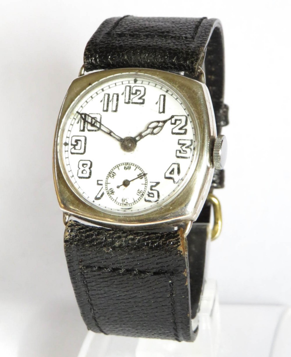 1930s silver cushion cased wrist watch