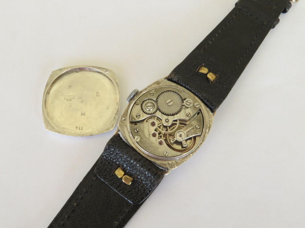 1930s silver cushion cased wrist watch View V