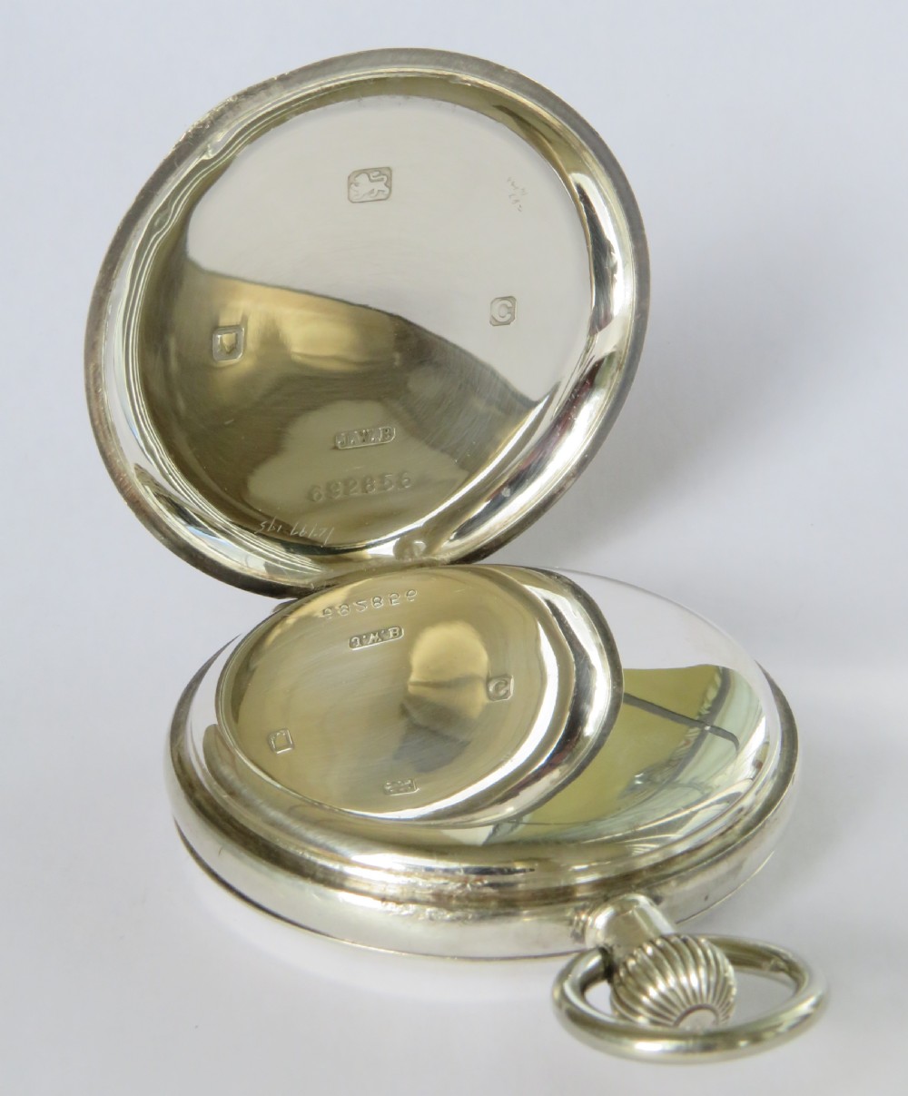 Antique silver Cyma full hunter pocket watch for J W Benson View III