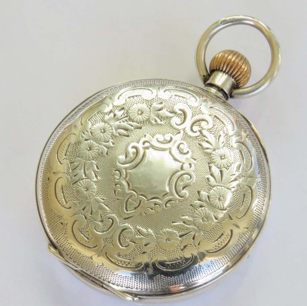 Antique silver Hebdomas Patent pocket watch, 1915 View V