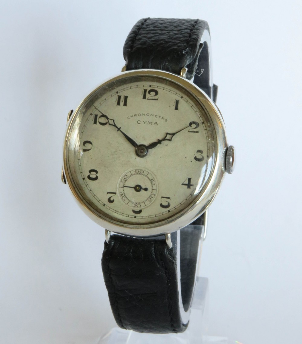 Gents silver WW1 Cyma Chronometre wrist watch